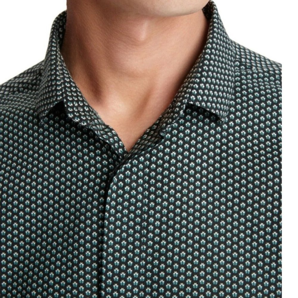 New JOHN VARVATOS Star USA Men's Rodney Geo Patterned Concealed Placket Button S - Picture 4 of 9